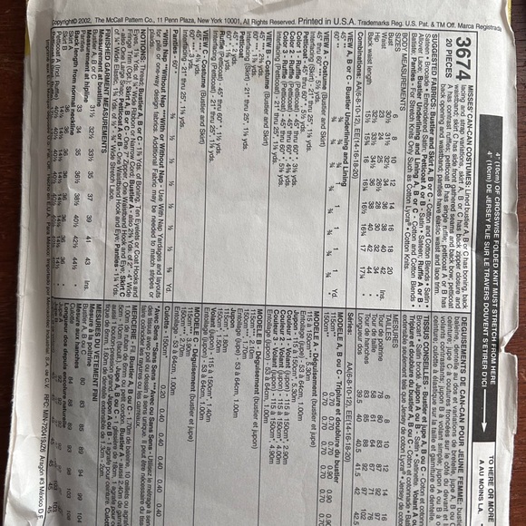 2 Patterns-Simplicity 8719-Steampunk Gothic Vampire And McCall’s 3874-Can Can - Picture 5 of 5